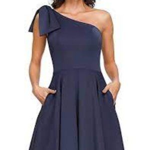 Large One Shoulder navy dress